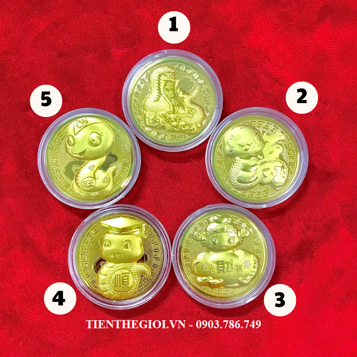 Hộp Đồng Xu Hình Con Rắn Mạ Vàng Túi Phúc